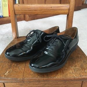 Fitflop F-POP Oxford Sneakers in Shiny Black